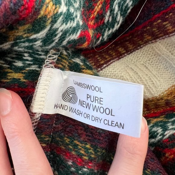 Vintage Wool Fair Isle Cable Knit Sweater Made In Scotland Oversized Grandpa - Picture 6 of 8